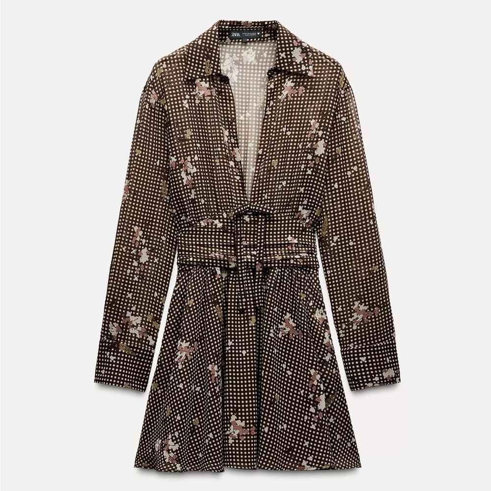 NWT Zara Printed Shirt Dress - Size Medium